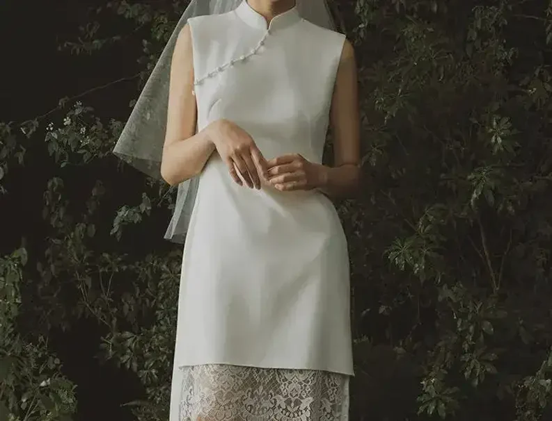 10. لباس کوتاه عروس مدل چی-پائو چینی